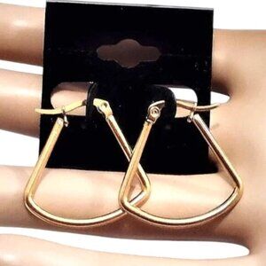 1 Inch 27mm Bell Hoop Pierced Post Earrings Gold Tone
